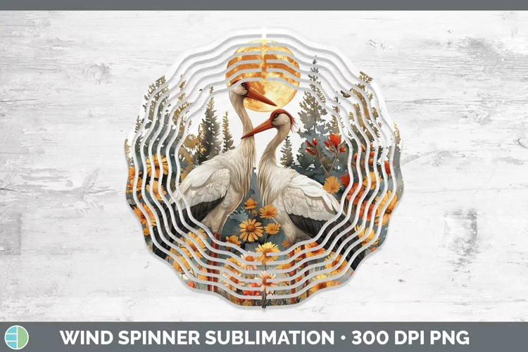 Autumn Stork Wind Spinner Sublimation Spinner Designs