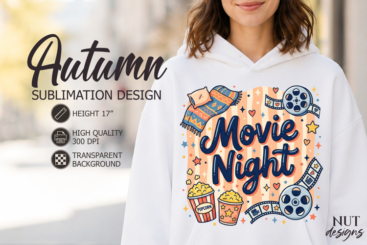 Movie Night Autumn Sublimation Cozy Fall Cartoon