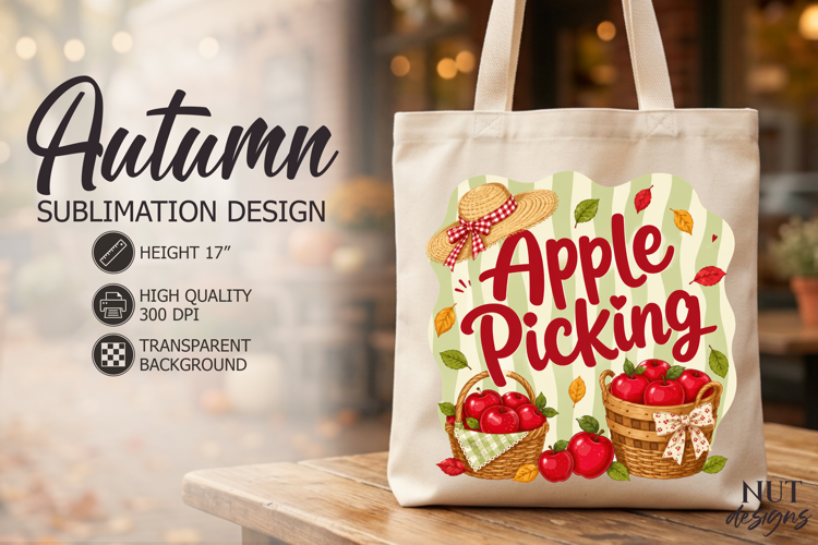 Fall Sublimation Coquette autumn tote bag Apple harvest