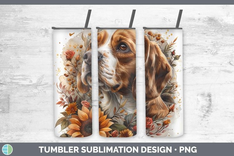 Autumn Sunflower Dog Beagle Tumbler Sublimation 20 oz Skinny
