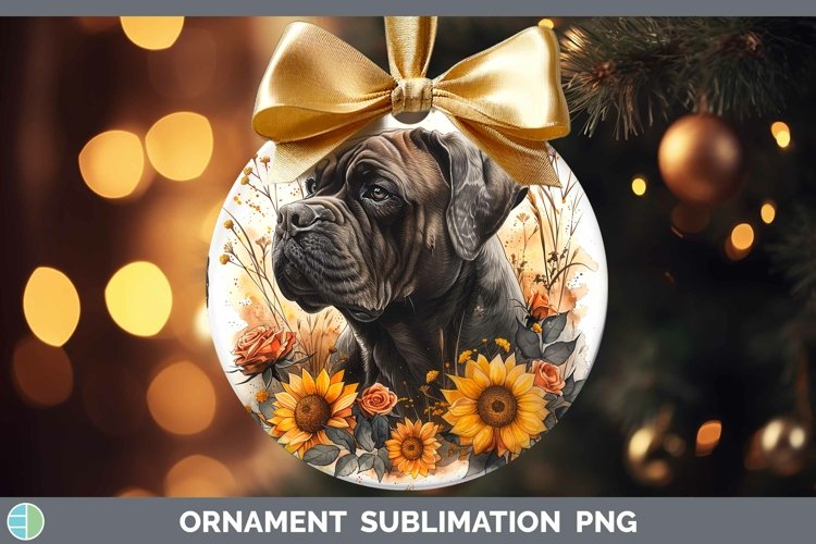 Autumn Sunflower Dog Cane Corso Ornament Sublimation Bauble
