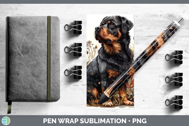 Autumn Sunflower Dog Rottweiler Pen Wrap Sublimation Pen Des