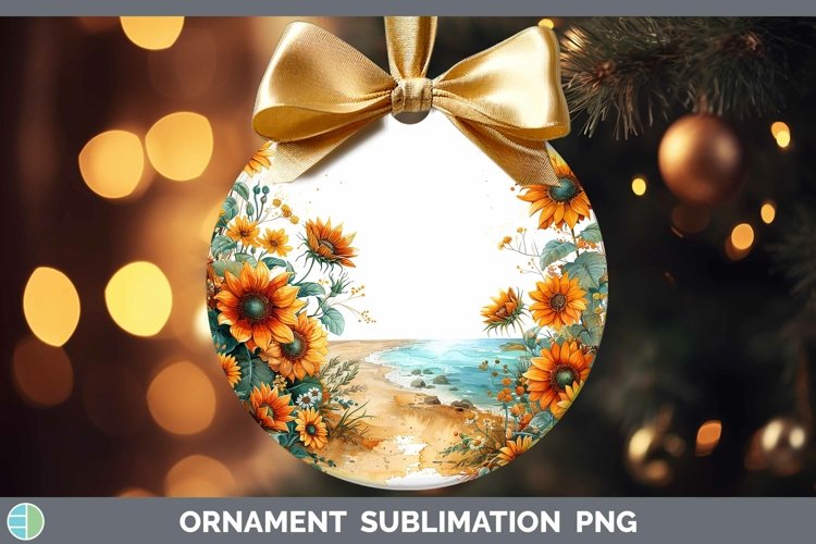 Autumn Sunflowers Beach Ornament Sublimation Bauble Designs