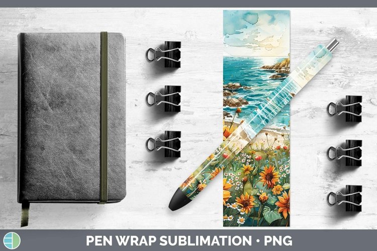 Autumn Sunflowers Beach Pen Wrap Sublimation Epoxy Pen Desig