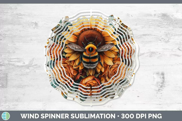 Autumn Sunflowers Bee Wind Spinner Sublimation Spinner Desig