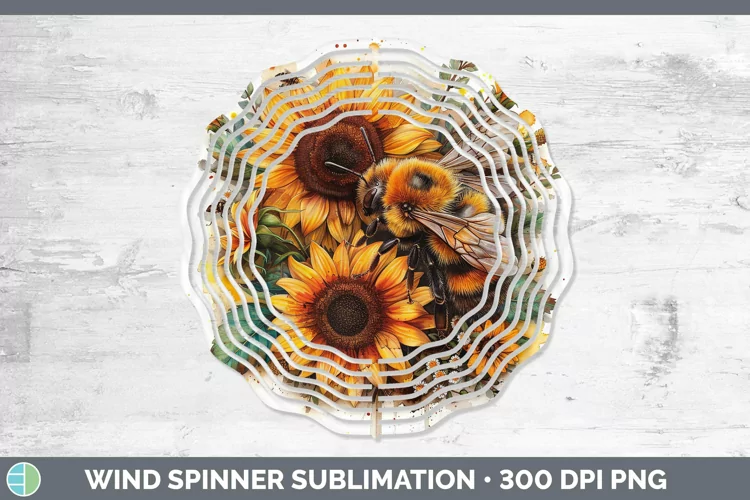 Autumn Sunflowers Bee Wind Spinner Sublimation Spinner Desig