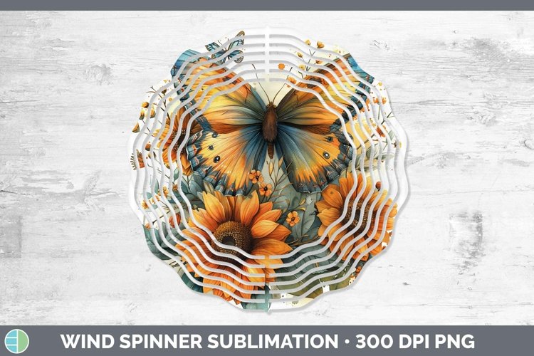 Autumn Sunflowers Butterfly Wind Spinner Sublimation Spinner