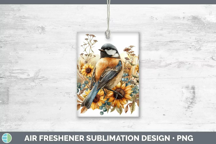 Autumn Sunflowers Chickadee Air Freshener Sublimation Car Fr