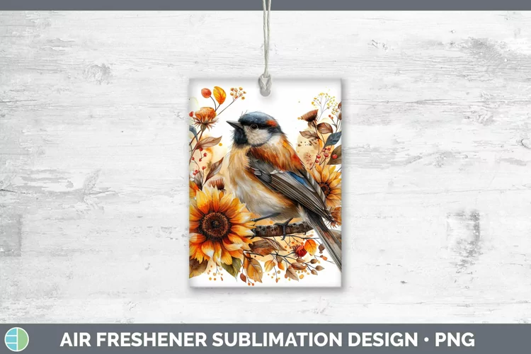 Autumn Sunflowers Chickadee Air Freshener Sublimation Car Fr