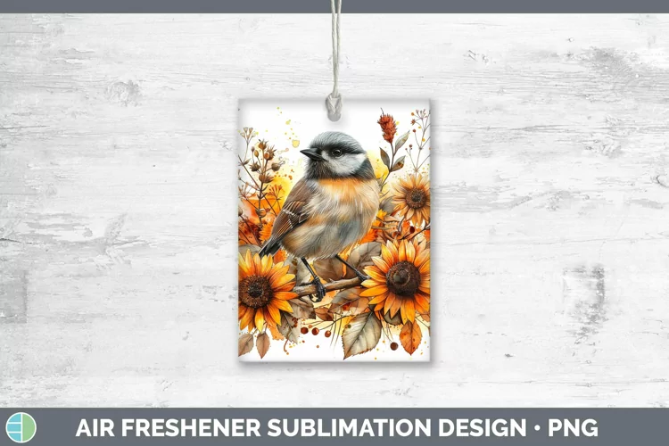 Autumn Sunflowers Chickadee Air Freshener Sublimation Car Fr