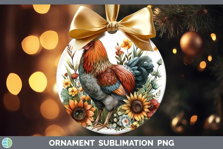 Autumn Sunflowers Chicken Ornament Sublimation Bauble Design
