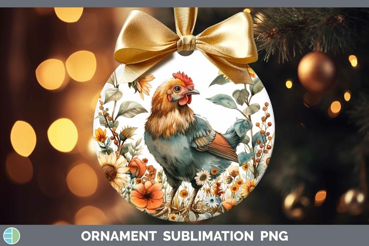 Autumn Sunflowers Chicken Ornament Sublimation Bauble Design