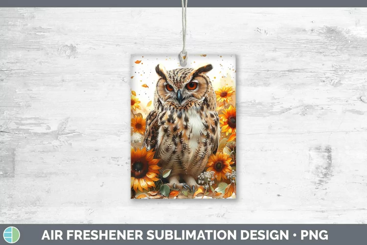 Autumn Sunflowers Owl Air Freshener Sublimation Car Freshene
