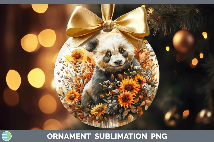 Autumn Sunflowers Panda Ornament Sublimation Bauble Designs