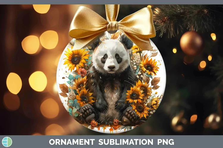 Autumn Sunflowers Panda Ornament Sublimation Bauble Designs