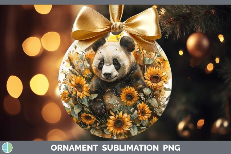 Autumn Sunflowers Panda Ornament Sublimation Bauble Designs
