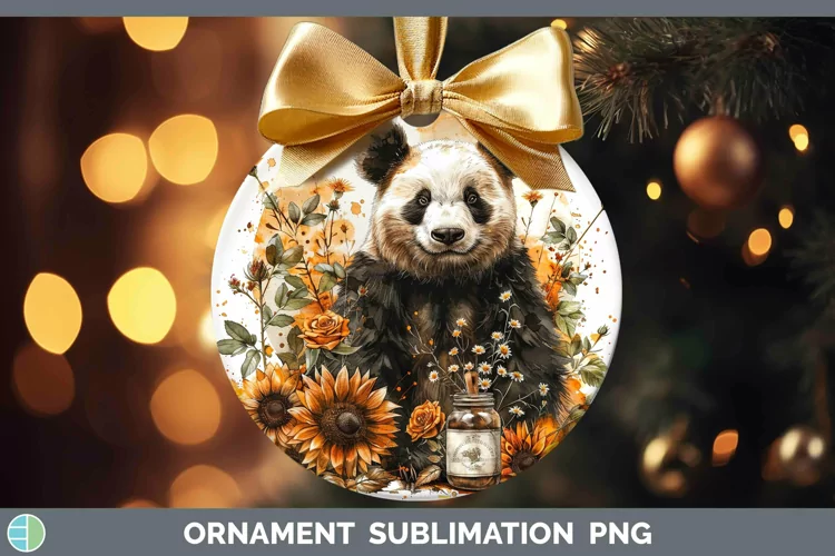 Autumn Sunflowers Panda Ornament Sublimation Bauble Designs