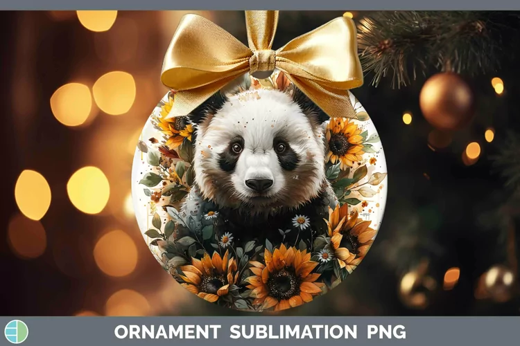 Autumn Sunflowers Panda Ornament Sublimation Bauble Designs