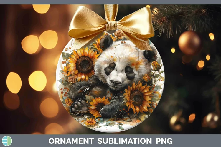 Autumn Sunflowers Panda Ornament Sublimation Bauble Designs