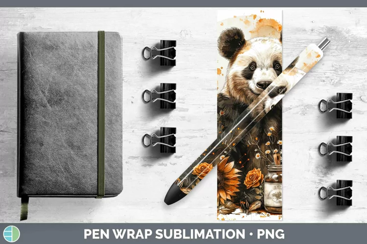 Autumn Sunflowers Panda Pen Wrap Sublimation Epoxy Pen Desig