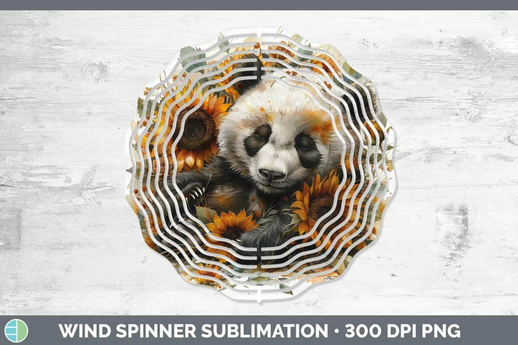 Autumn Sunflowers Panda Wind Spinner Sublimation Spinner Des