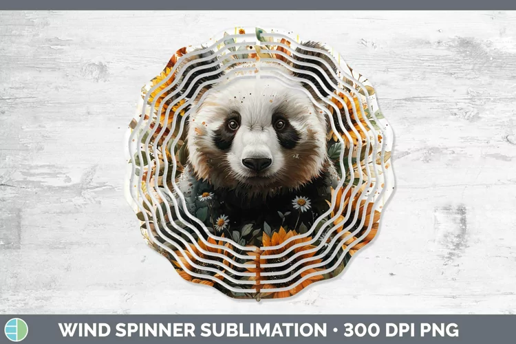 Autumn Sunflowers Panda Wind Spinner Sublimation Spinner Des