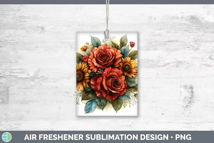 Autumn Sunflowers Rose Air Freshener Sublimation Car Freshen