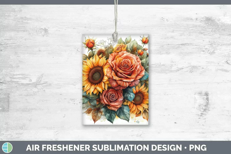Autumn Sunflowers Rose Air Freshener Sublimation Car Freshen