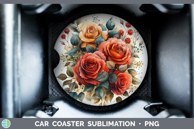 GorgeousAutumn Sunflowers Car Coaster design.