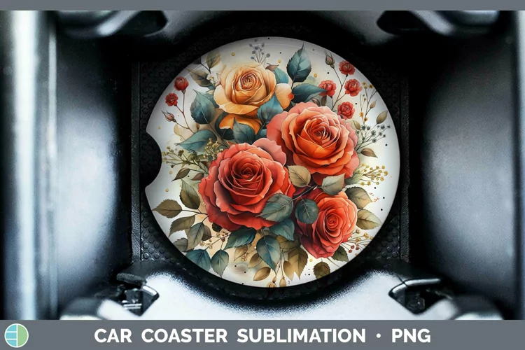 Autumn Sunflowers Rose Car Coaster Sublimation Coaster Desig