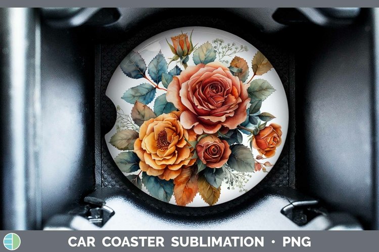 GorgeousAutumn Sunflowers Car Coaster design.