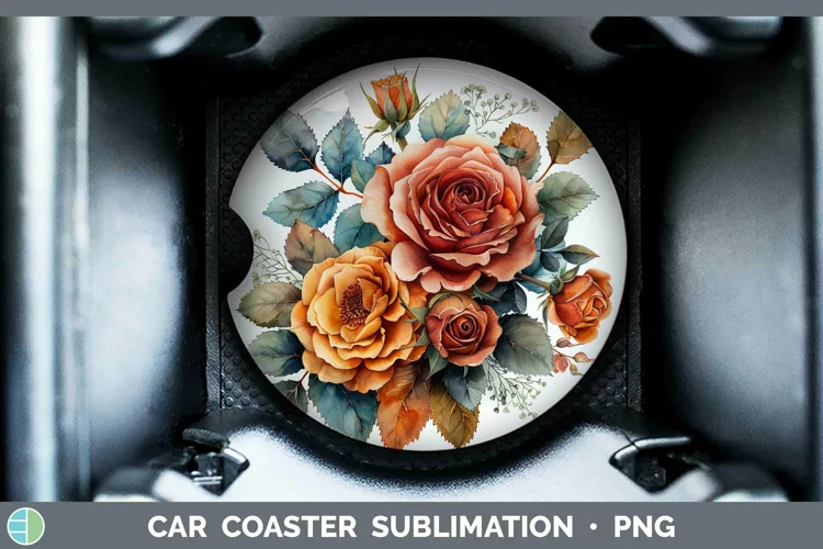 Autumn Sunflowers Rose Car Coaster Sublimation Coaster Desig