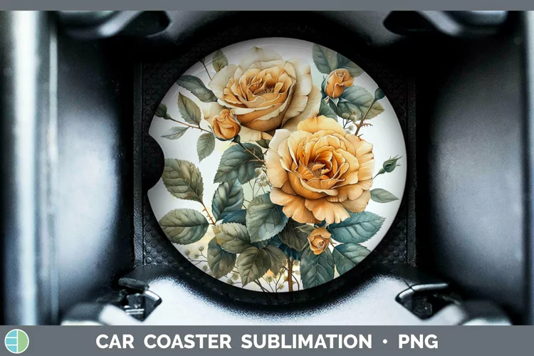 Autumn Sunflowers Rose Car Coaster Sublimation Coaster Desig