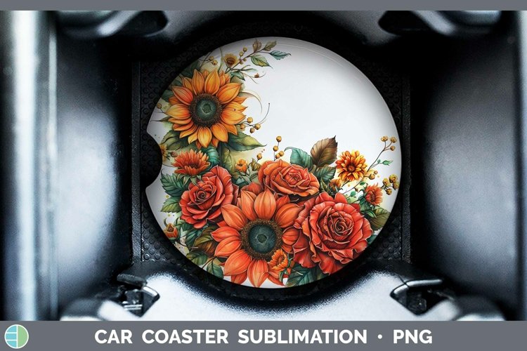 Autumn Sunflowers Rose Car Coaster Sublimation Coaster Desig