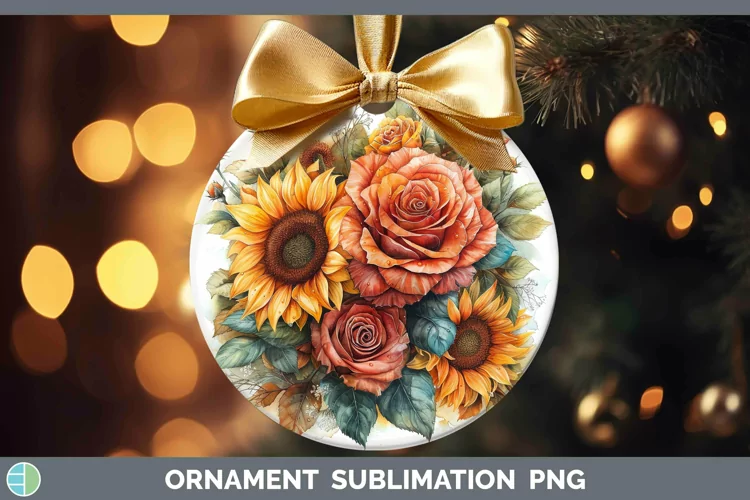 Autumn Sunflowers Rose Ornament Sublimation Bauble Designs