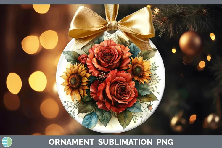 Autumn Sunflowers Rose Ornament Sublimation Bauble Designs