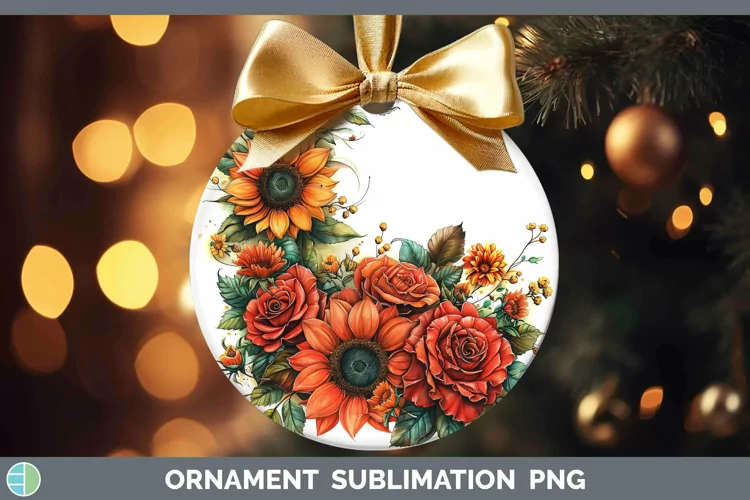 Autumn Sunflowers Rose Ornament Sublimation Bauble Designs