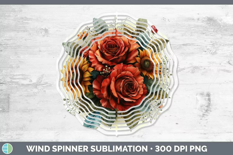 Autumn Sunflowers Rose Wind Spinner Sublimation Spinner Desi