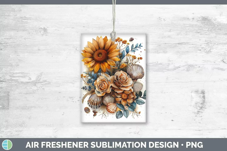 Autumn Sunflowers Seashell Air Freshener Sublimation Car Fre