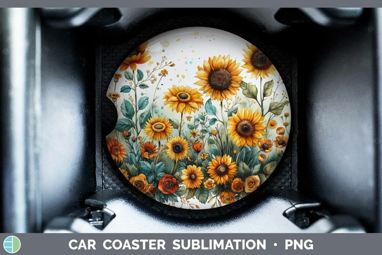 Autumn Sunflowers Sunflower Car Coaster Sublimation Coaster