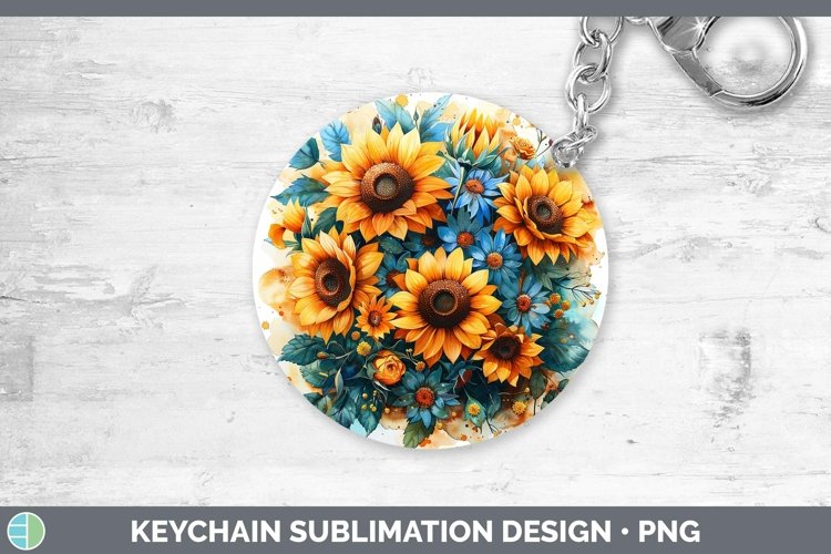 Autumn Sunflowers Sunflower Keychain Sublimation Keyring Des