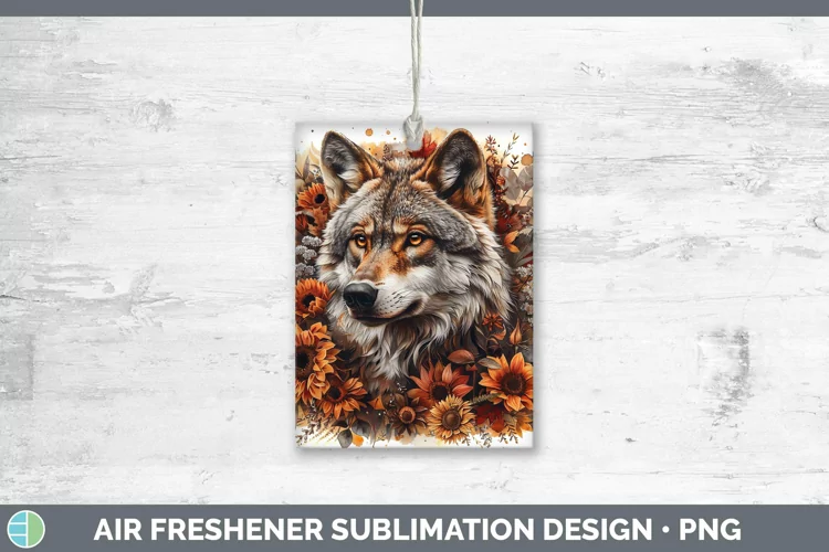 Autumn Sunflowers Wolf Air Freshener Sublimation Car Freshen