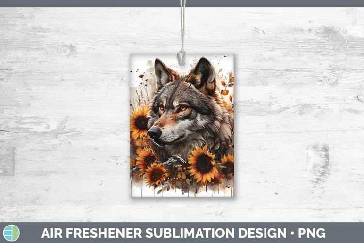 Autumn Sunflowers Wolf Air Freshener Sublimation Car Freshen