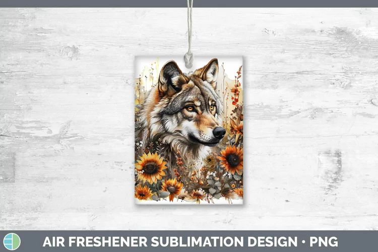 Autumn Sunflowers Wolf Air Freshener Sublimation Car Freshen