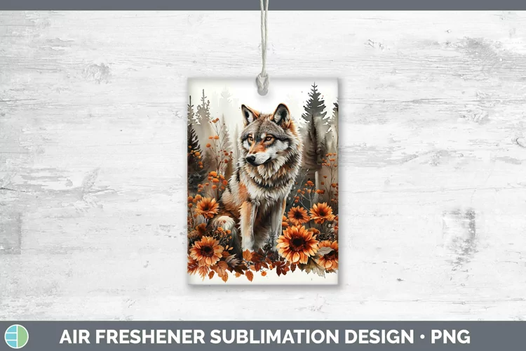 Autumn Sunflowers Wolf Air Freshener Sublimation Car Freshen