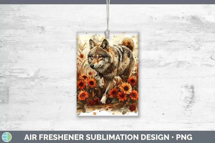 Autumn Sunflowers Wolf Air Freshener Sublimation Car Freshen