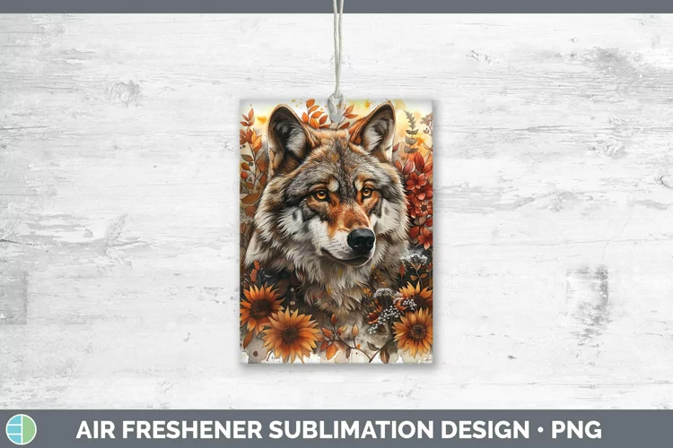 Autumn Sunflowers Wolf Air Freshener Sublimation Car Freshen