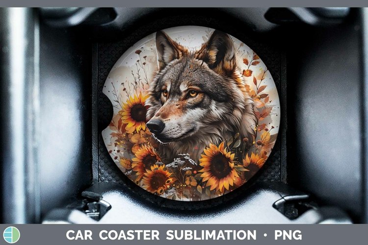 GorgeousAutumn Sunflowers Car Coaster design.