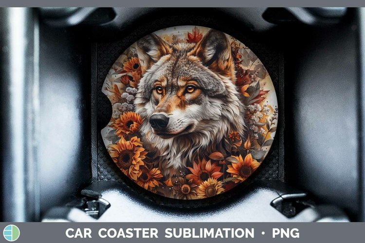 GorgeousAutumn Sunflowers Car Coaster design.