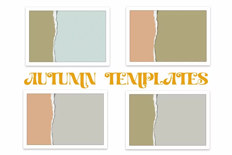 Fall autumn colors template ripped paper background